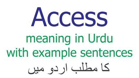 access meaning in urdu|More.